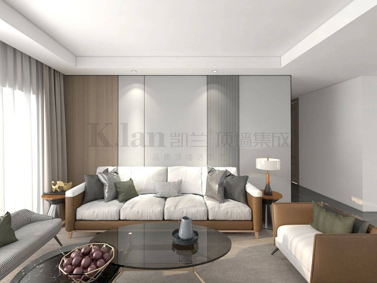 輕奢實心大板現代凱蘭背景墻沙發背景